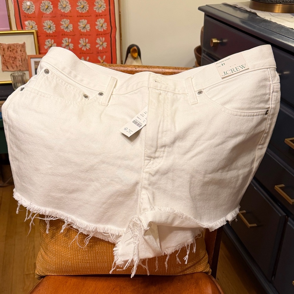 J. Crew White Raw-Hem size 31 Jean Shorts